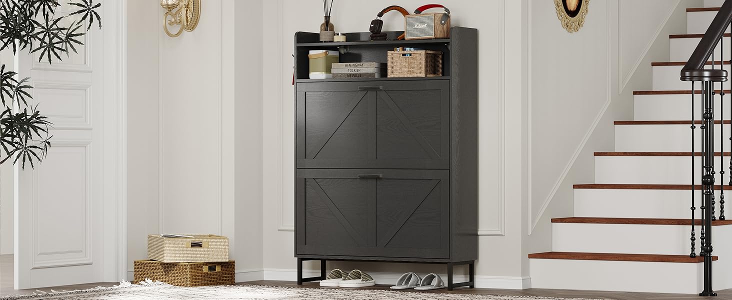black shoe cabinet