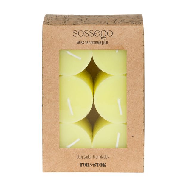 VELA PILAR CITRONELA COM 6 SOSSEGO MINI