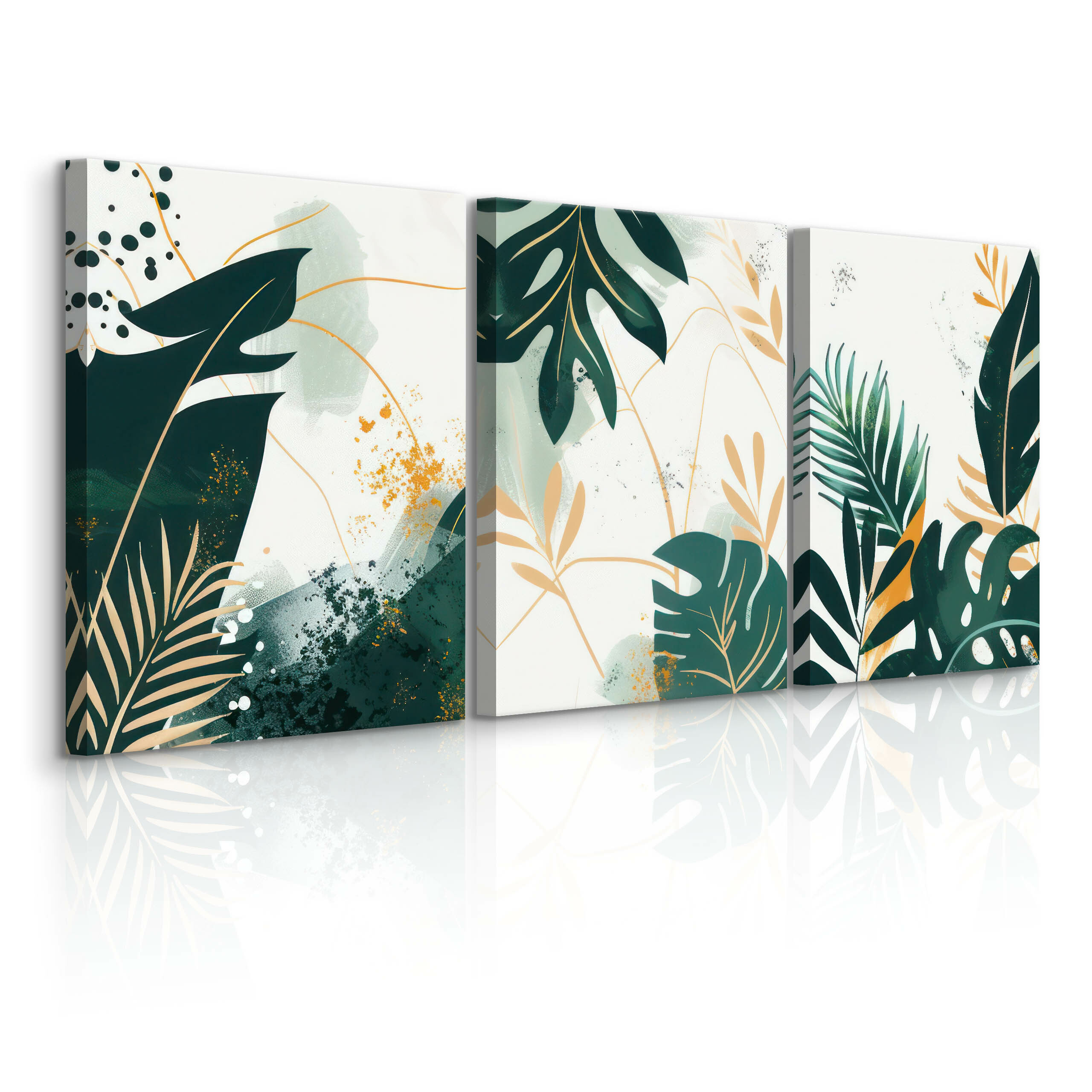 3x Obraz Set Akwarelowe Liście Monstery W Stylu Boho 30x40cm