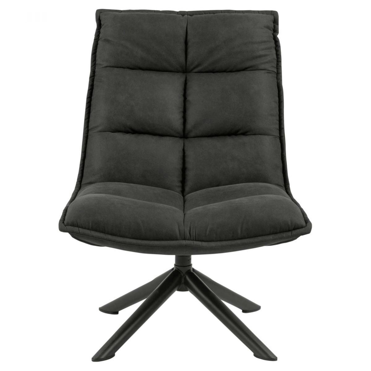 STORMY - Fauteuil moderne matelassé en tissu gris anthracite