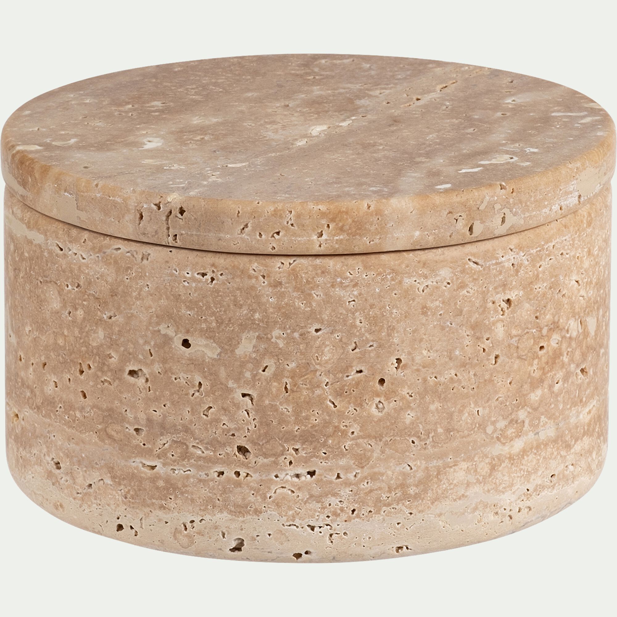 GOURNAY - Boîte déco en travertin D11cm - naturel