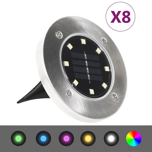 NNEVL Solar Ground Lights 8 pcs LED Lights RGB Colour