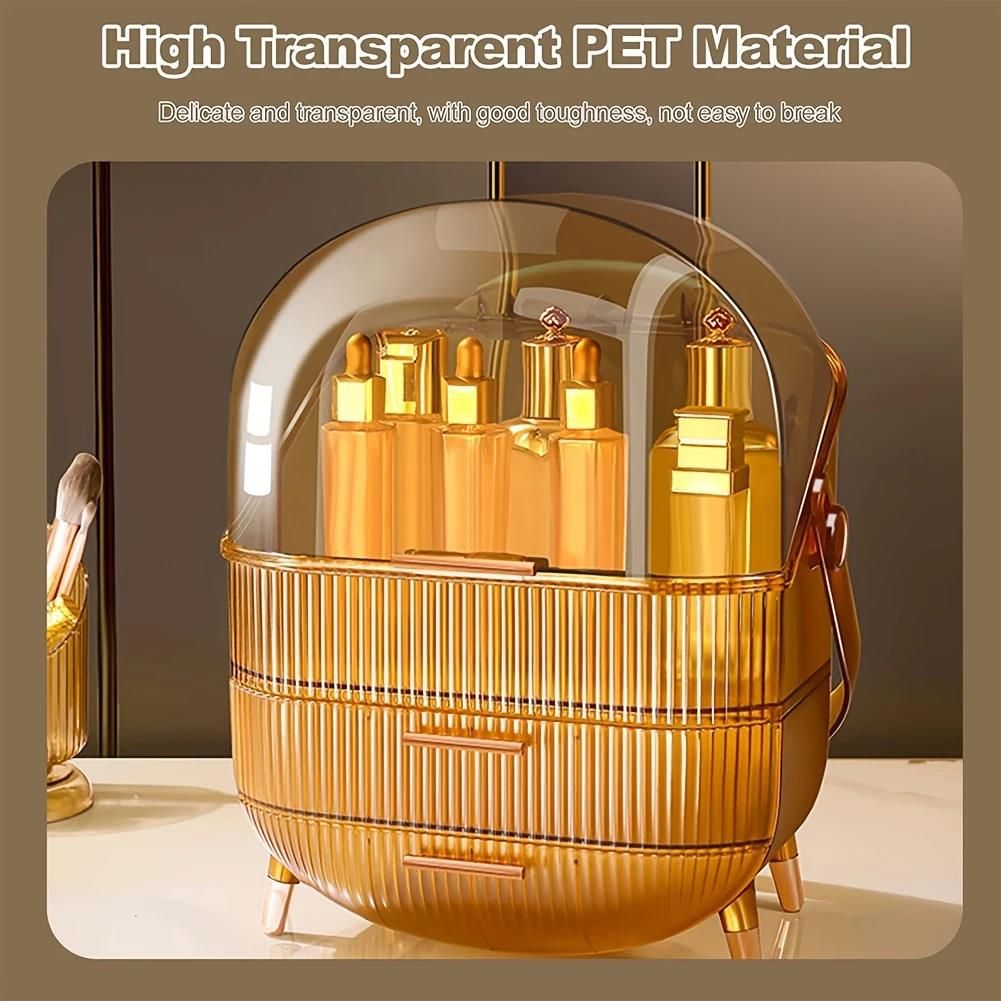 Dyzi Elegant Clear Dustproof Makeup Organizer 2 Drawers & Handle