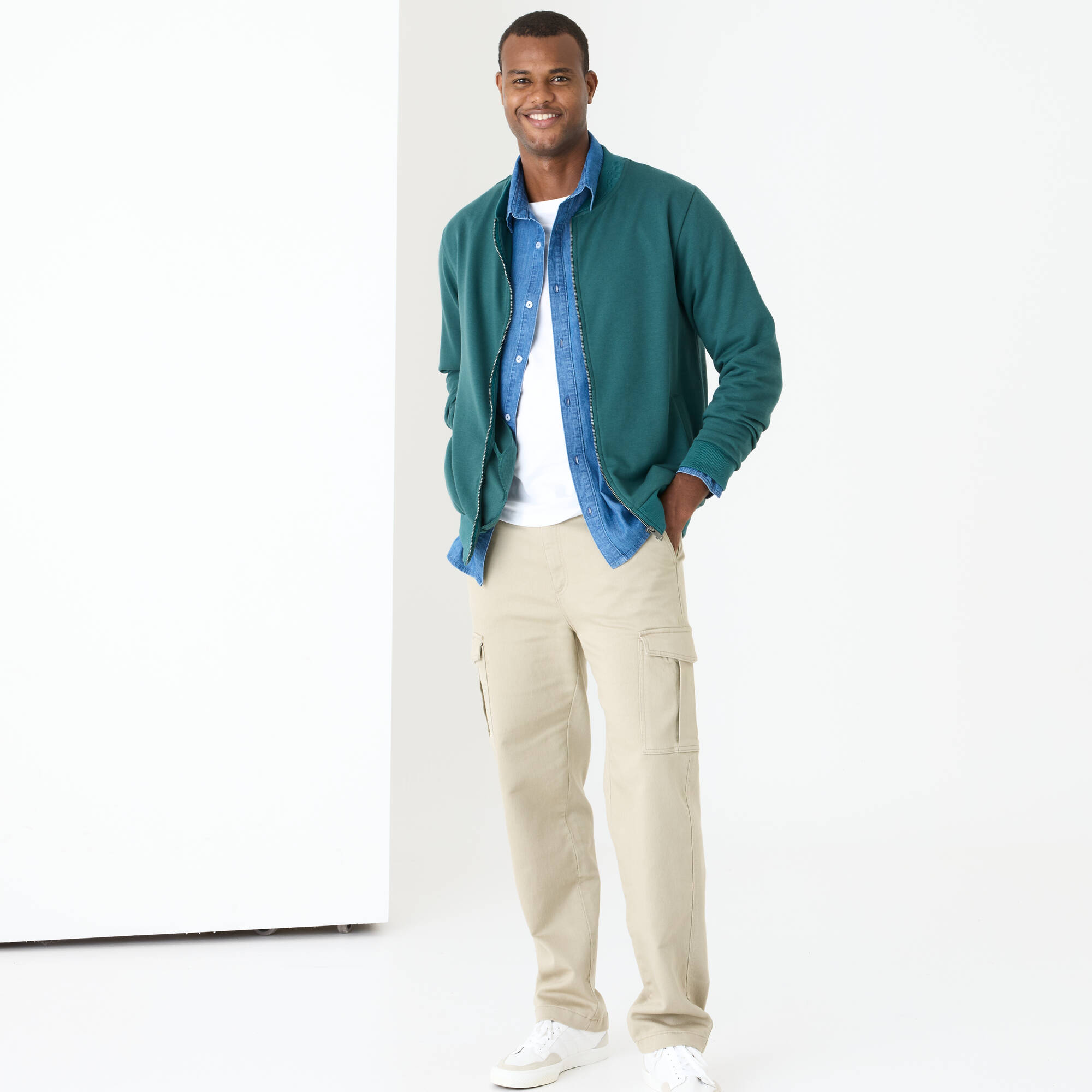 Sweat col bomber entièrement zippé uni