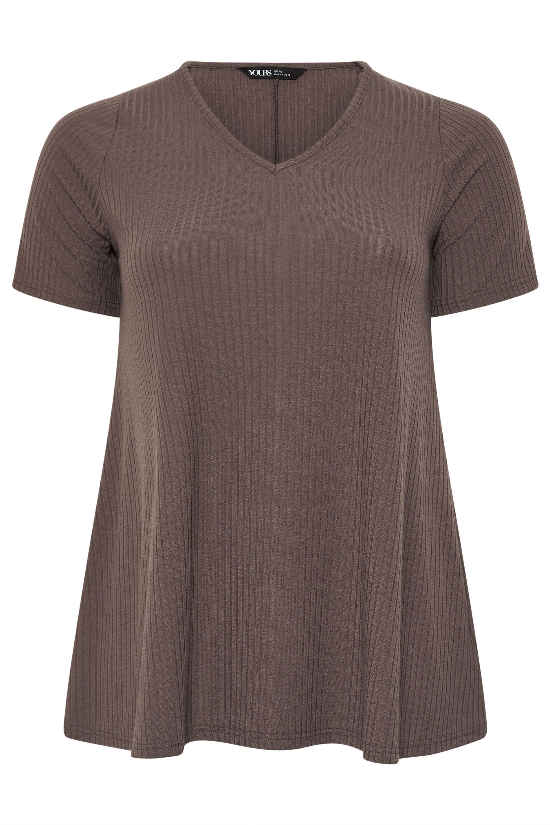 Yours Ribbed Swing V-Neck T-Shirt