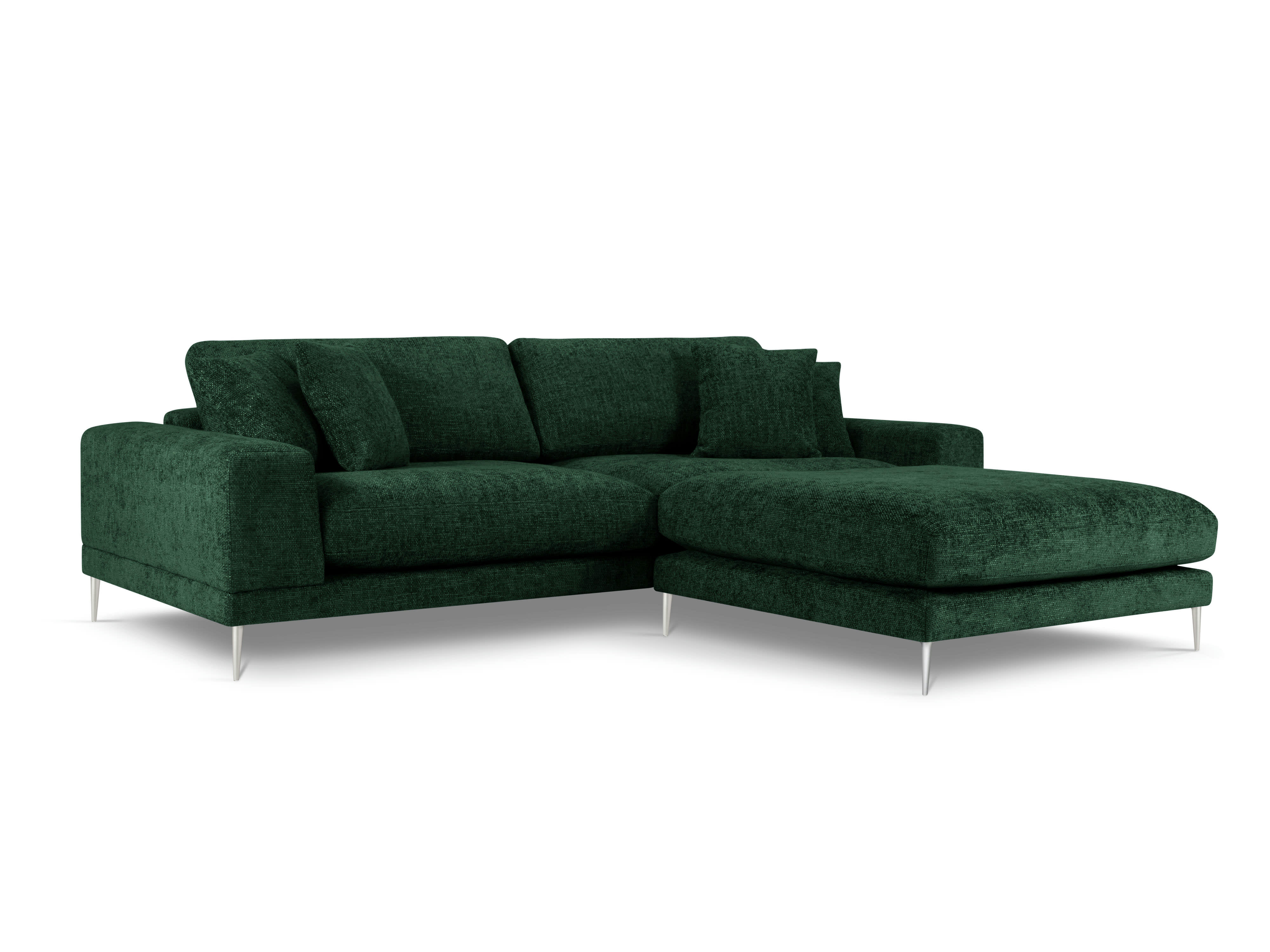 JOG - Canapé d'angle droit 5 places en tissu structuré vert