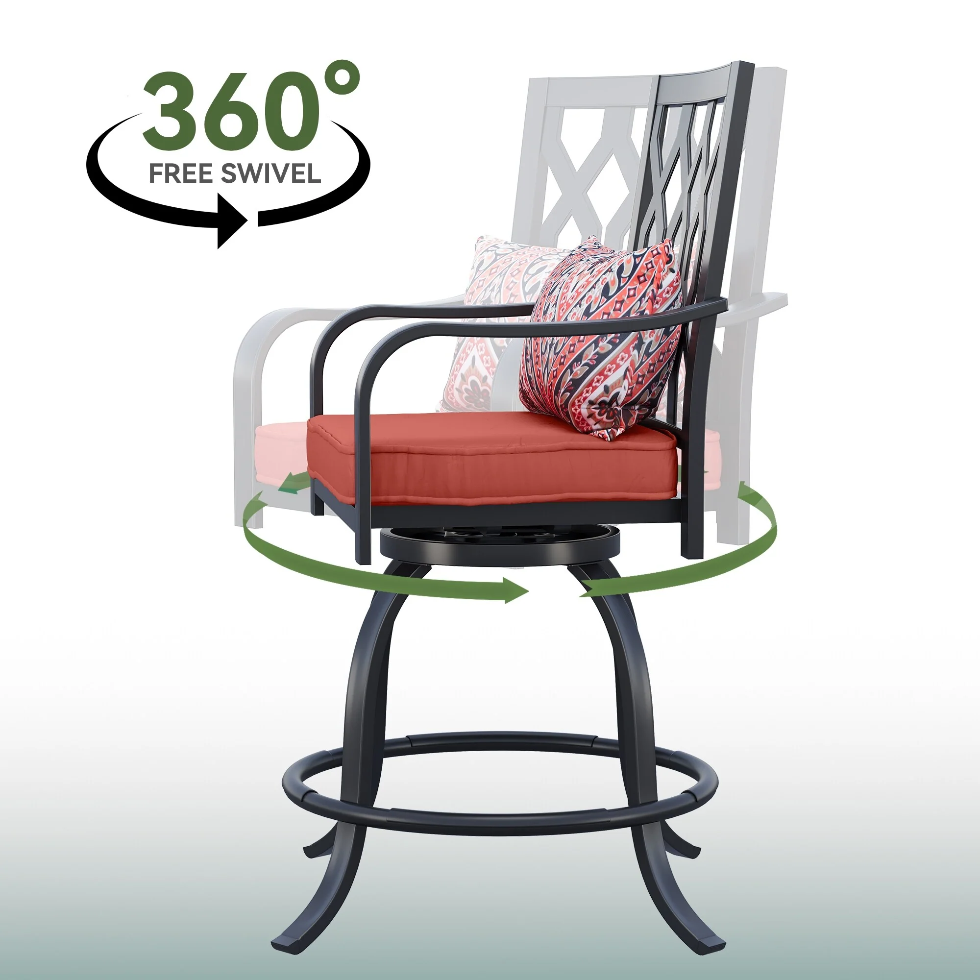 Outdoor 29W Metal Swivel Counter Chairs with Cushion Set of 2 - 32in