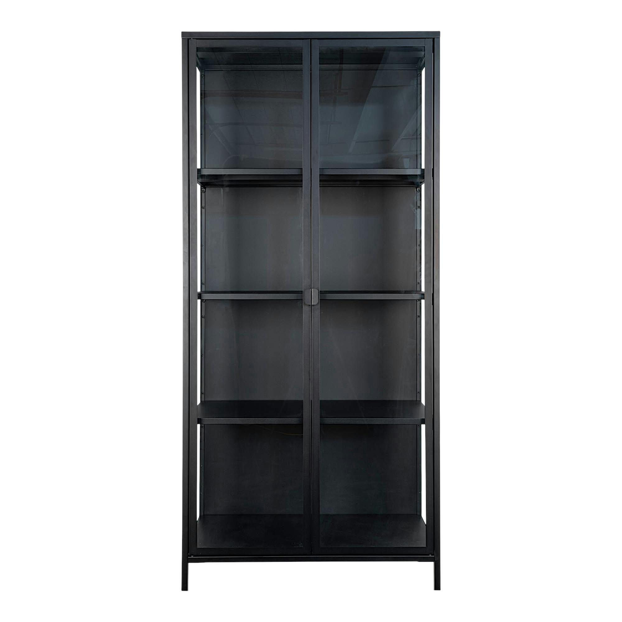 Vitrine métal noir verre 2 portes 175 cm ODENSE