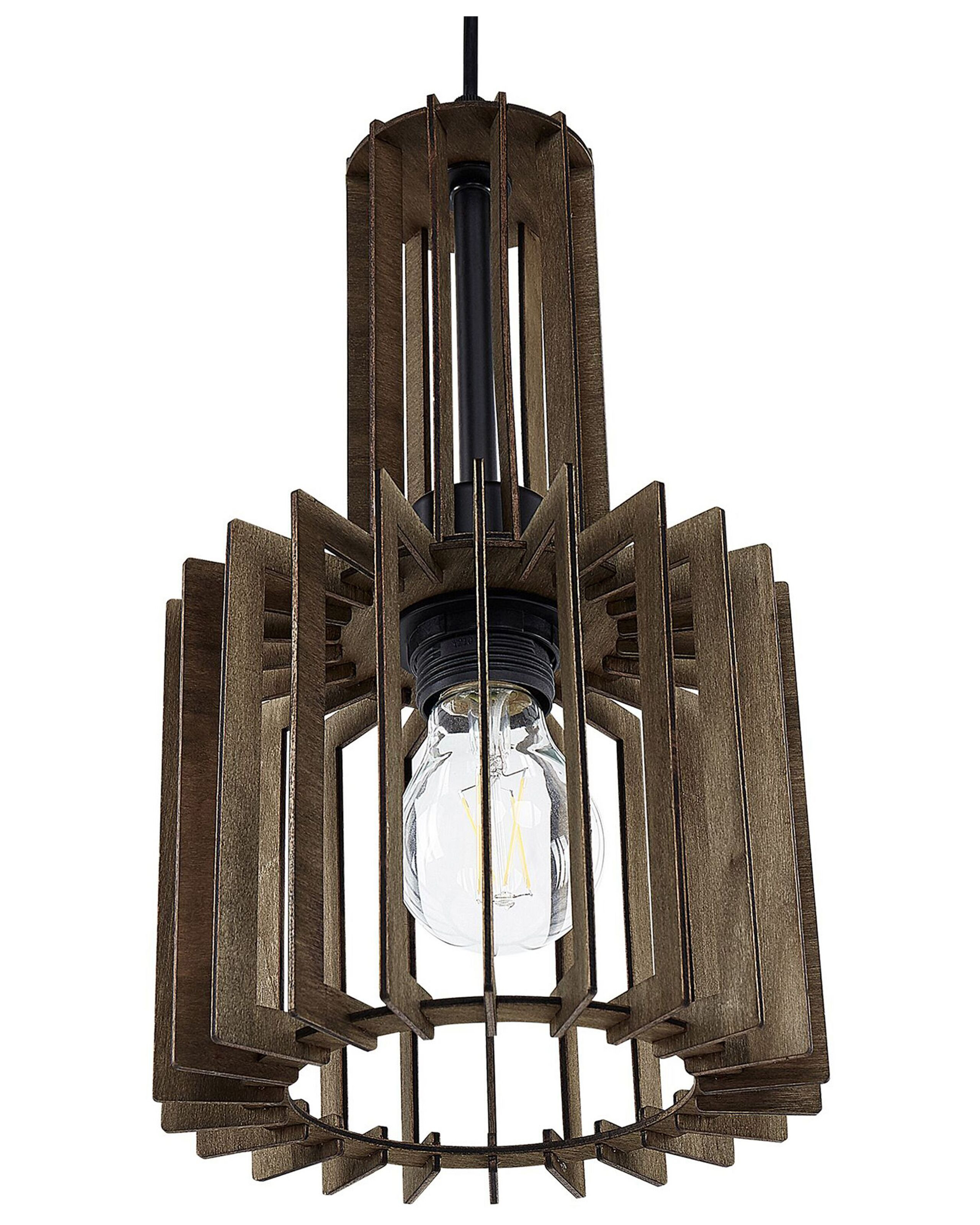 Lampa wisząca oświetlenie ciemne drewno