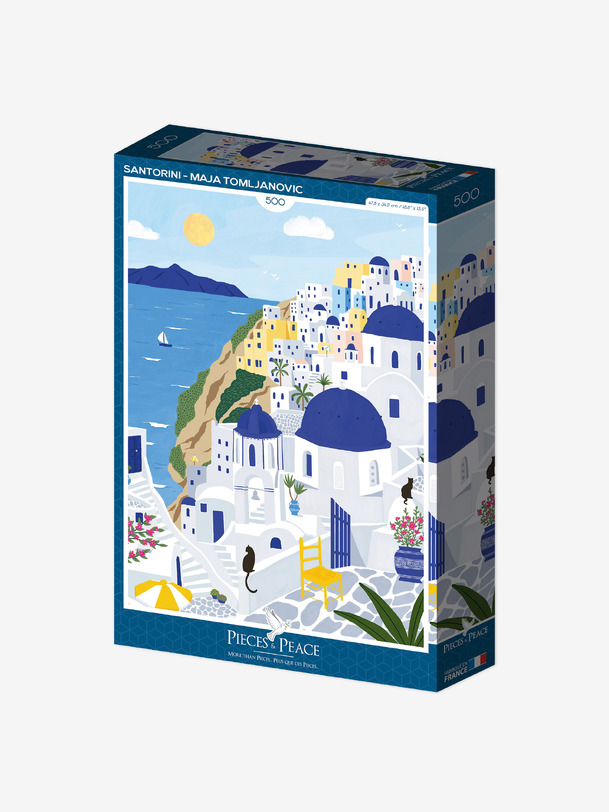 Puzzle santorini 500 pieces - piece & love bleu