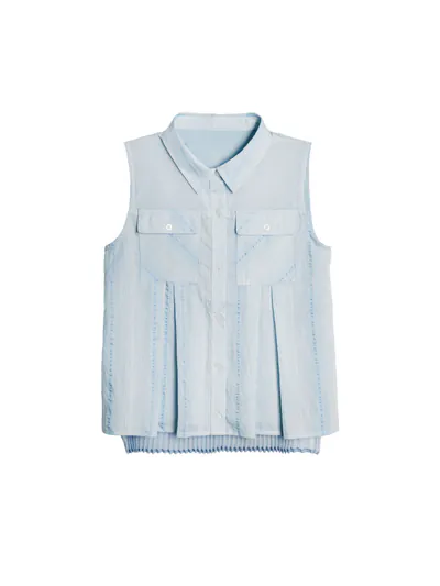 Striped Pleated Vest Shirt - 25WDT243D