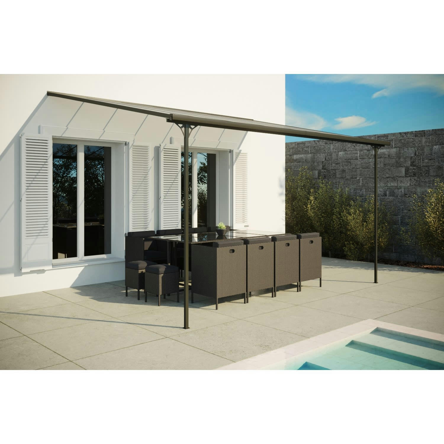 FERRATO - Tonnelle murale 13,30 m² en aluminium