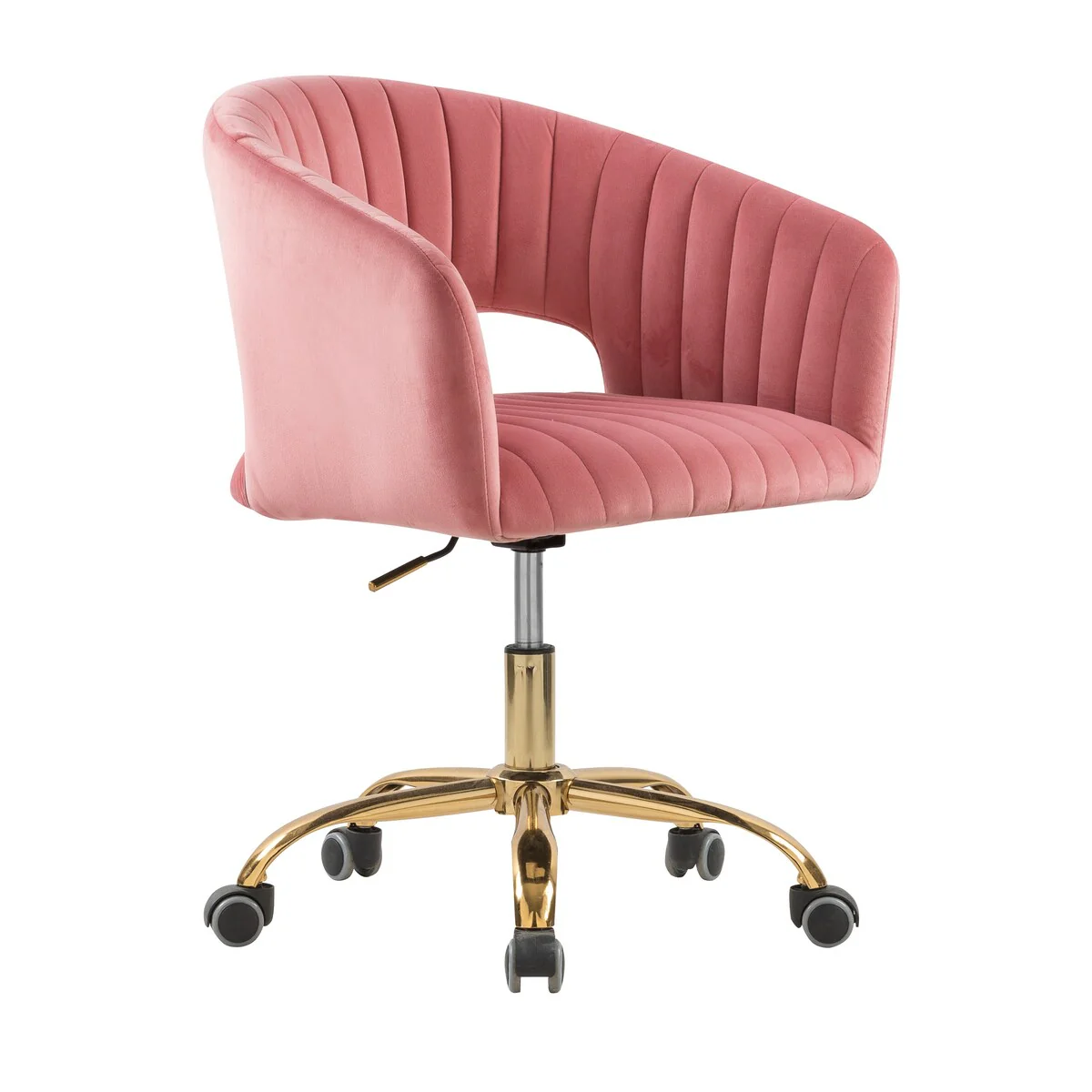 Velvet Upholstered Lift Task Chair with 360掳 Swivel Wheels