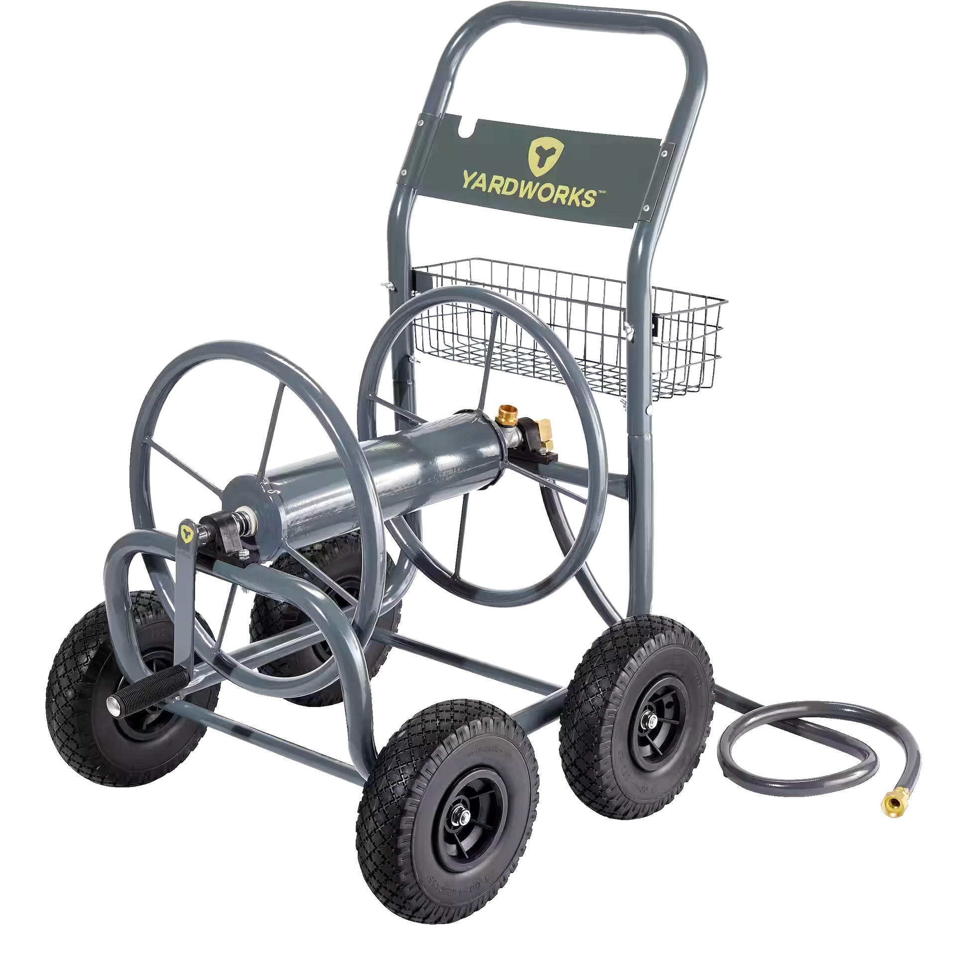Yardworks 4-Wheel Rolling All Steel Garden Hose Reel Cart, 250-ft hose capacity