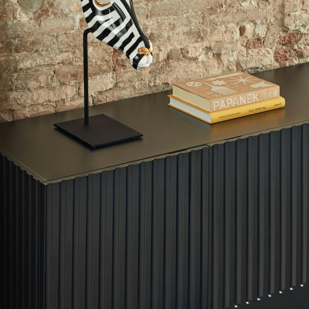 DORIC - Buffet 3 portes en bois L150cm noir