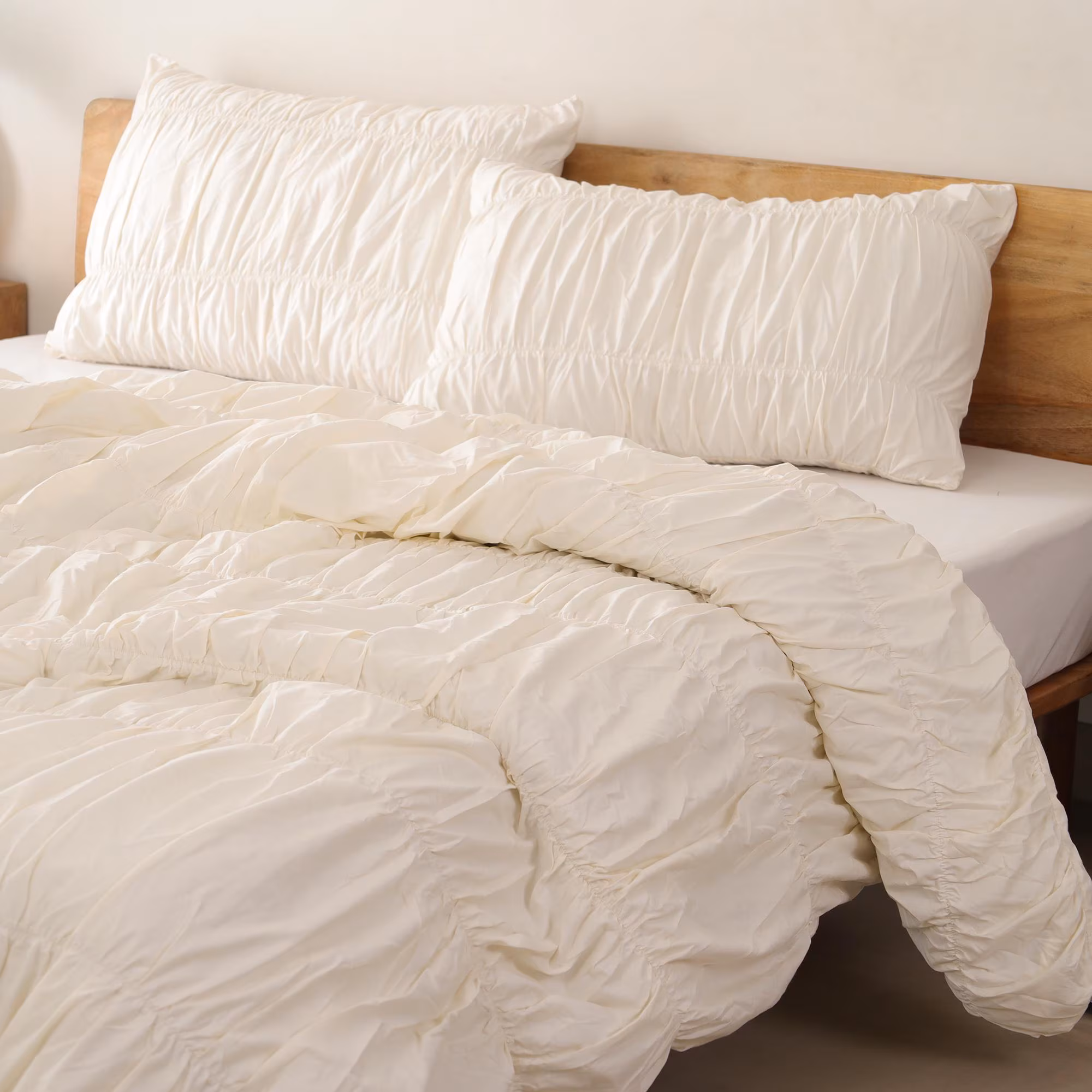 Cream Color Pure Cotton Wrinkle Duvet Cover, Comforter Cover, 100% Cotton Boho Duvet Cover, Bohemian Dorm Bedding Set, Quilt Cover, Gift