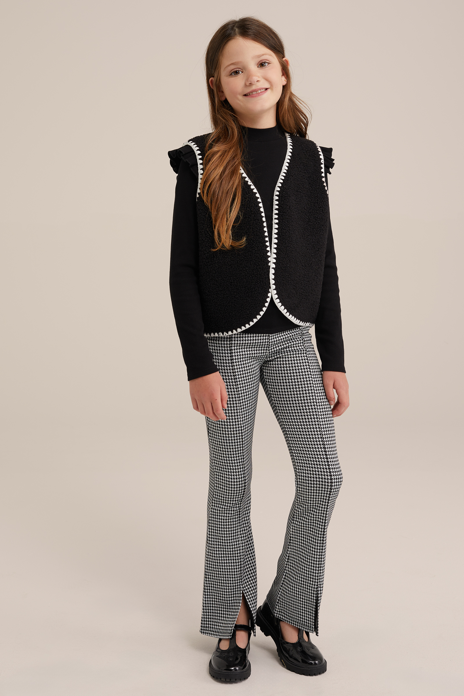 Meisjes geribd T-shirt met ruches