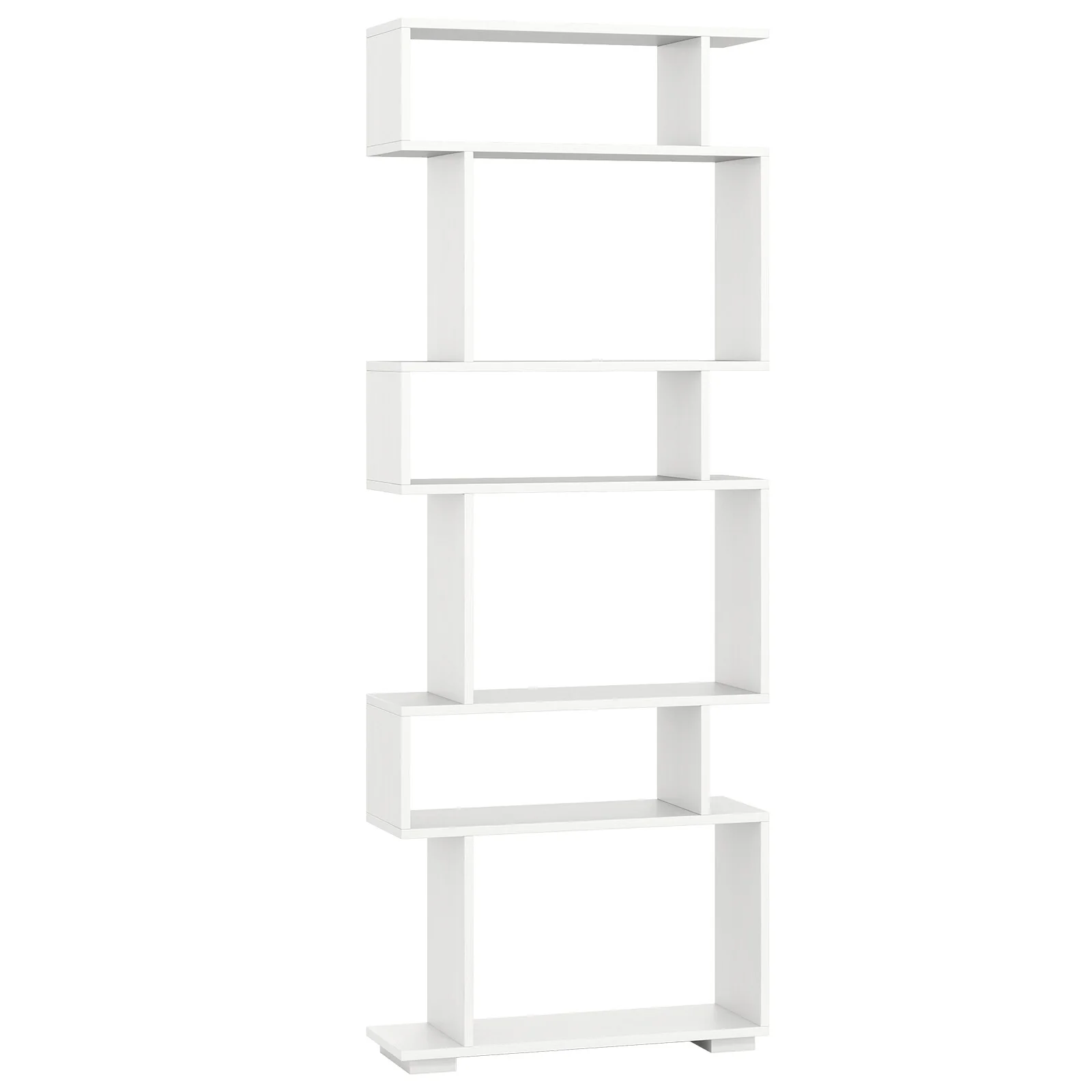 Engineered Wood 6-Tier S-Shaped Bookshelf with Anti-Tip Kits - 24 L x 8 W x 64 H