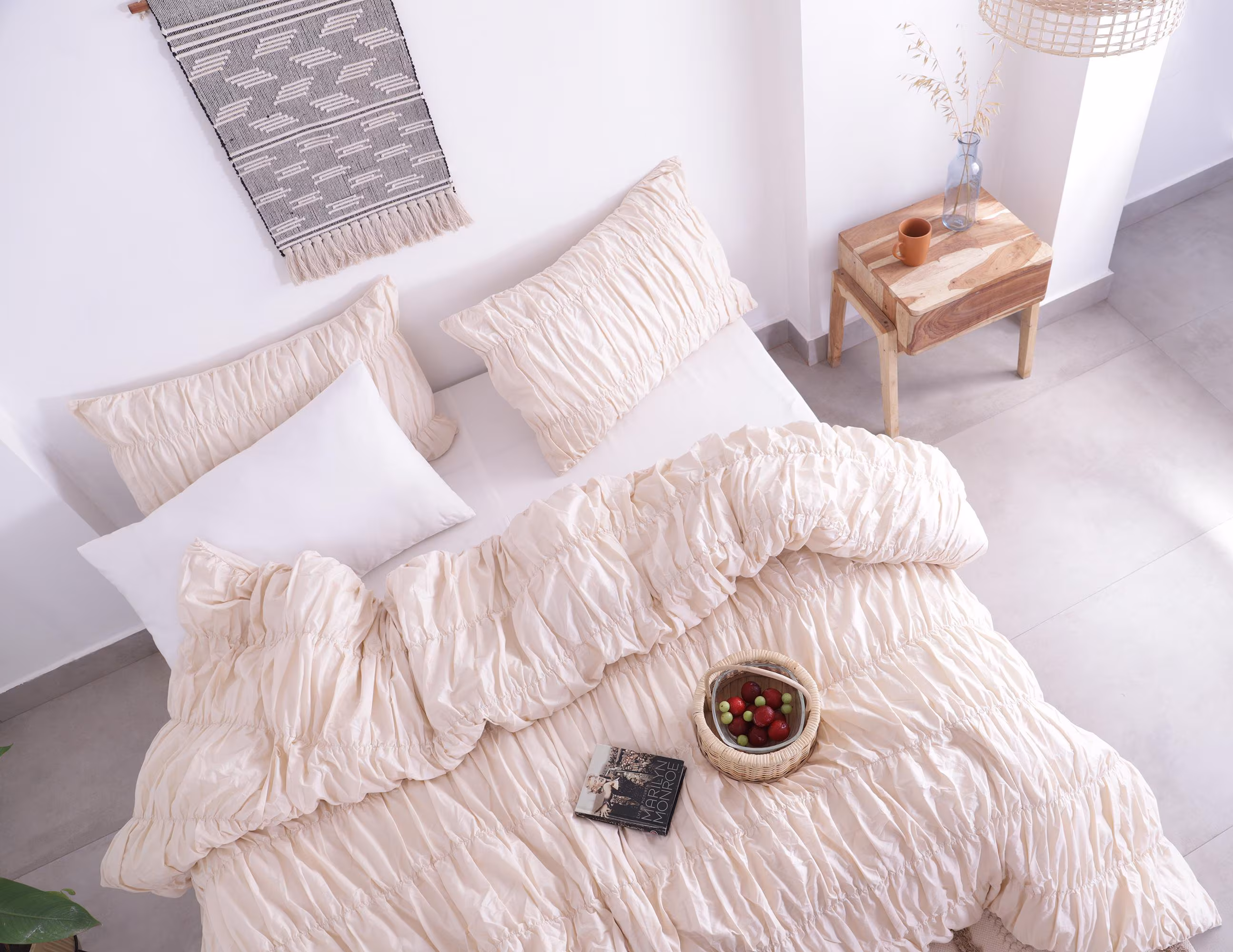 Off White/ Ivory Cotton Duvet Cover, Boho Duvet Cover, Modern Duvet Cover, Dorm Bedding, Comforter Cover, Bohemian Duvet Cover, Gift For Her