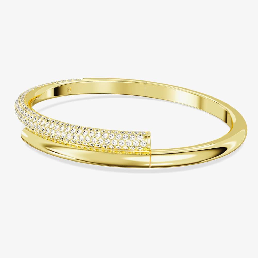 Swarovski Dextera Magnetic Closure Gold Tone Plated Hinged Bangle 5674980 (S)