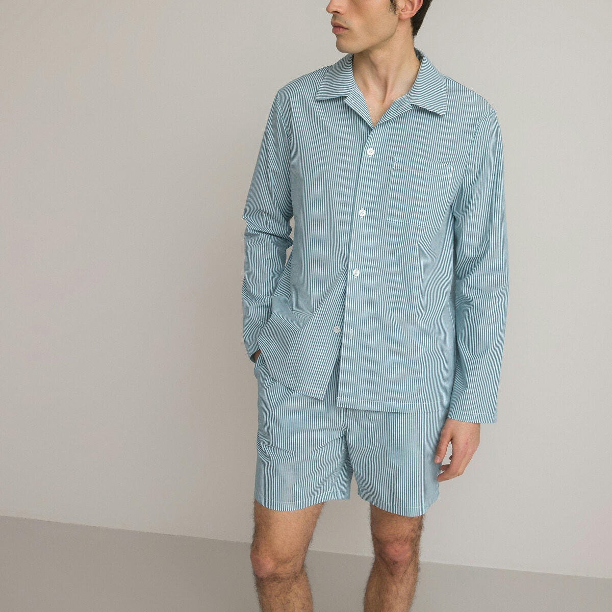 Pyjashort imprimé rayé manches longues