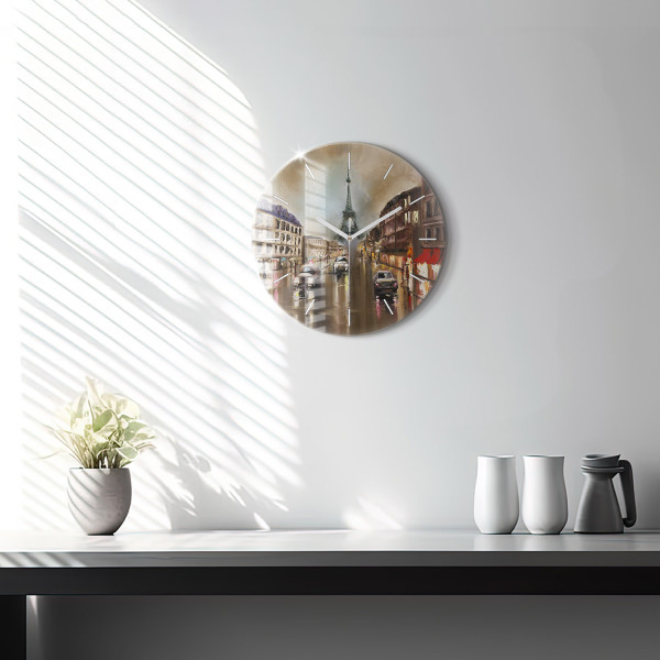 Nowoczesny szklany zegar ścienny Architektura miasta Paryż
