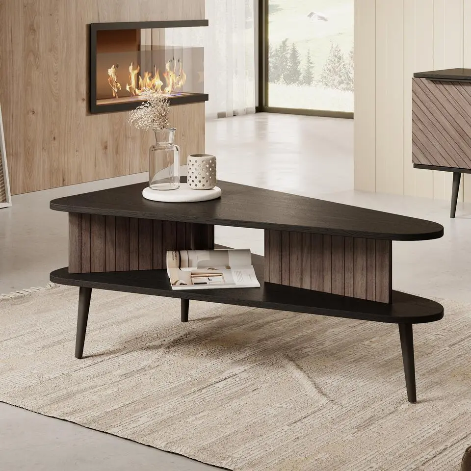 Meubella - Salontafel Pedro - Donker eiken - Zwart eiken - 100 cm