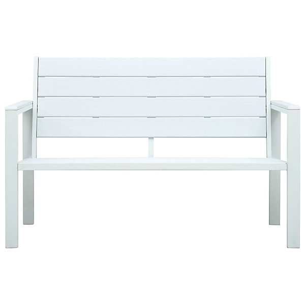 Banc de jardin meuble de patio bois blanc Helloshop26