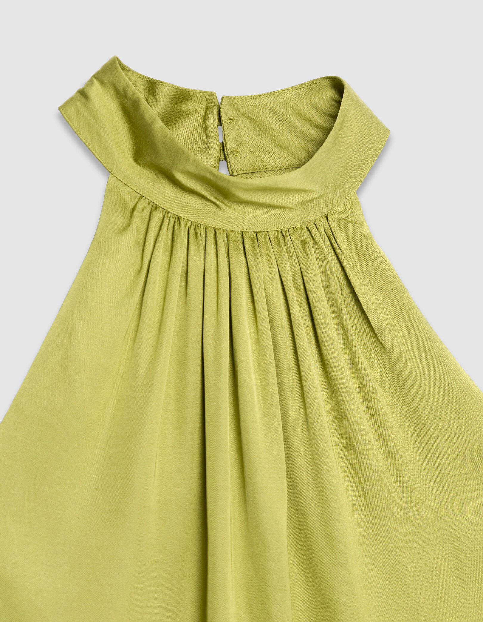 Top sans manches vert satiné Femme