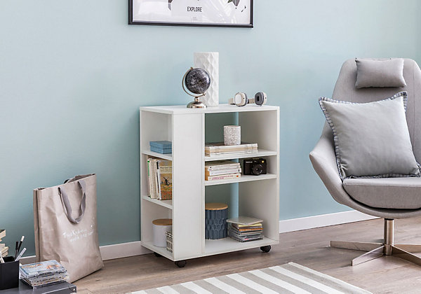 Chariot à étagères Blanc 60x75x35 cm Chariot à étagères avec Table d'appoint à roulettes FineBuy