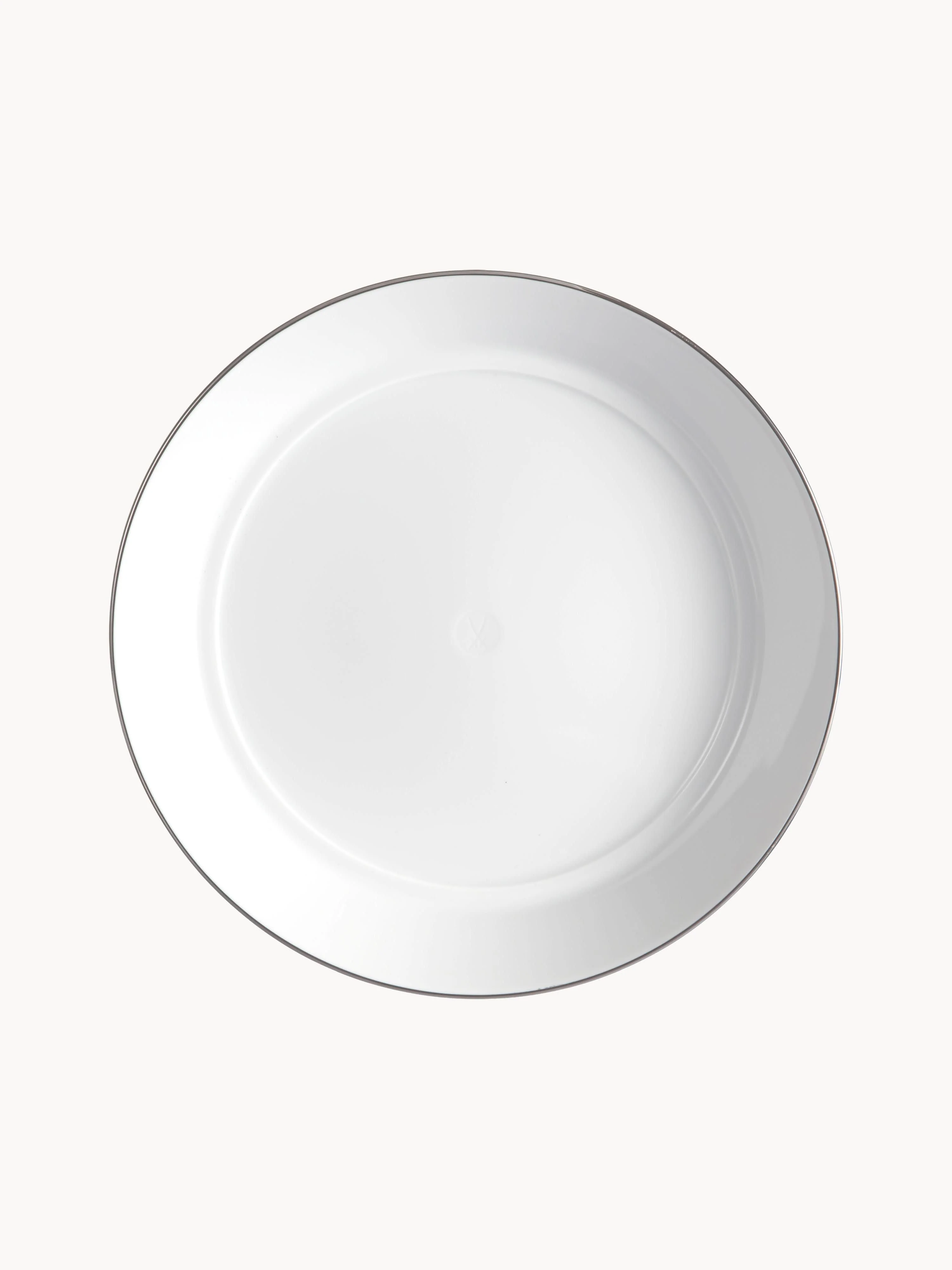 Handgefertigte Pastateller Vitruv aus Porzellan mit handgemaltem Platinrand, 2er-Set