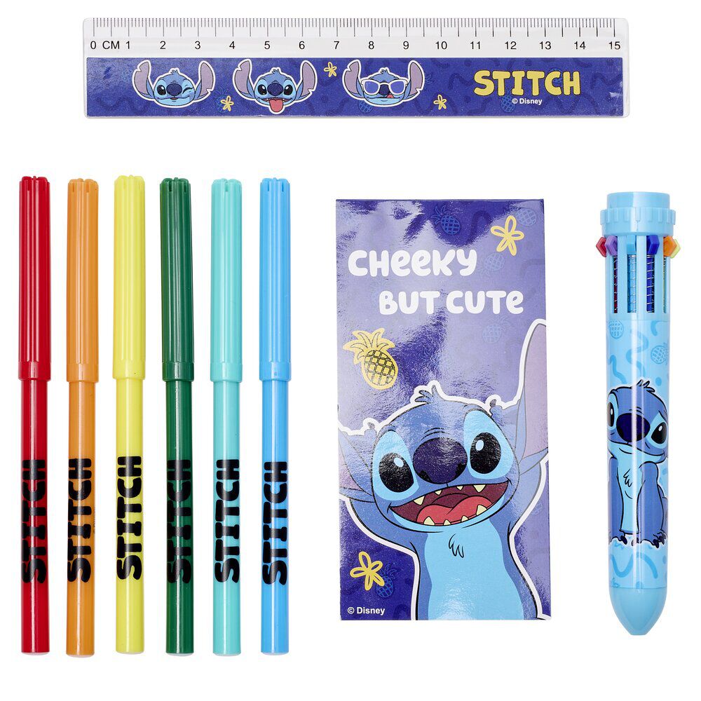 Trousse garnie Stitch bleu et jaune 18 pièces