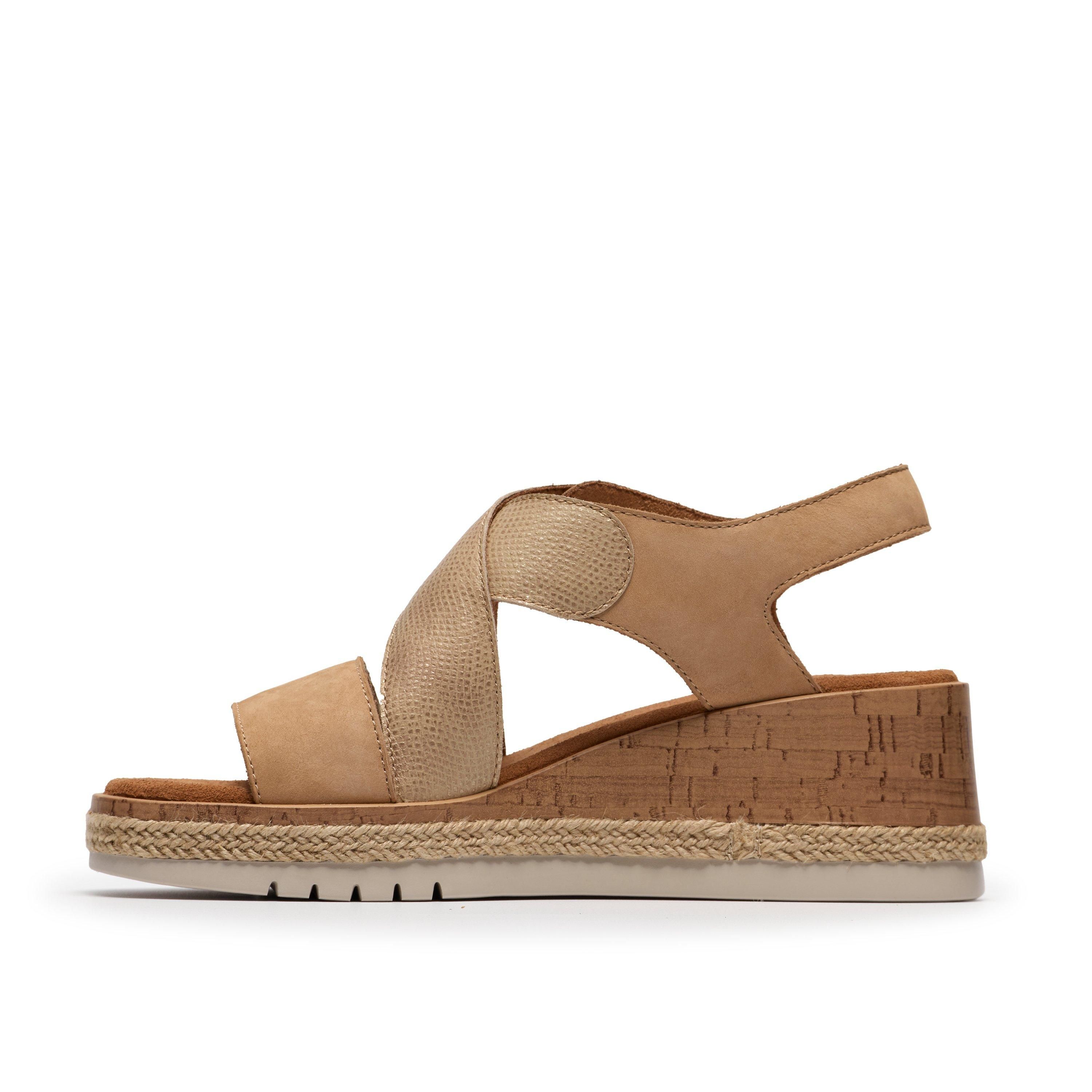 Clarks Kidiki Sun Beige Combination Wedge Sandals
