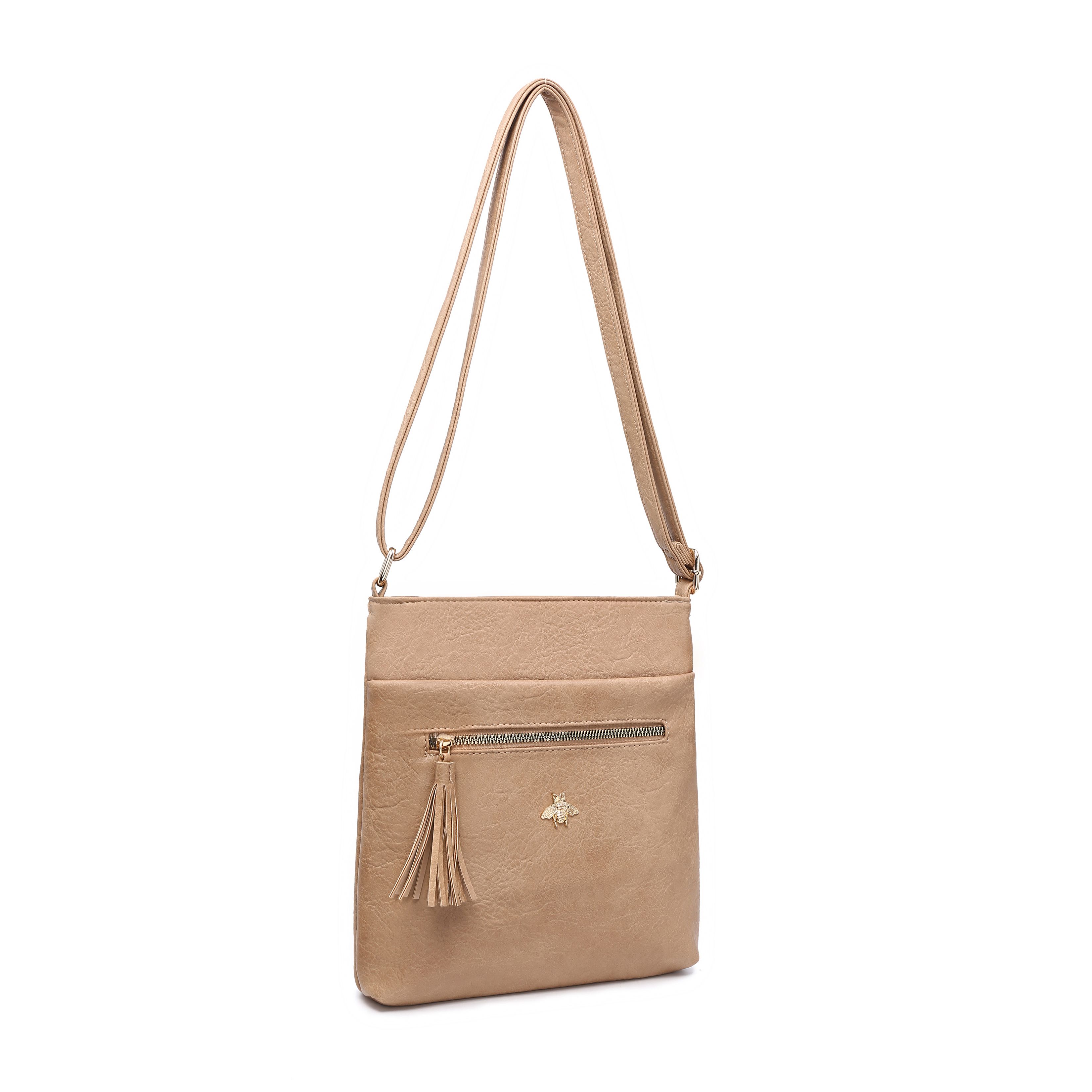 JFY Tassel Bee Badge Messenger Bag/ Cross Body Bag