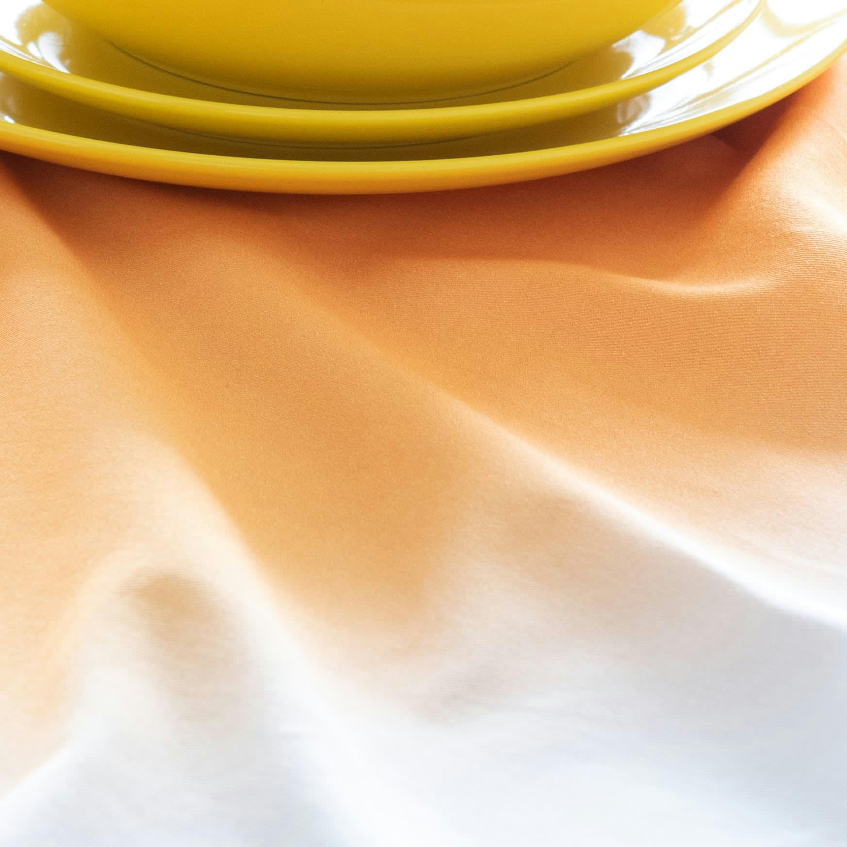 LOUREIO - Nappe ronde en coton biologique imprimé tie and dye orange et écru D170