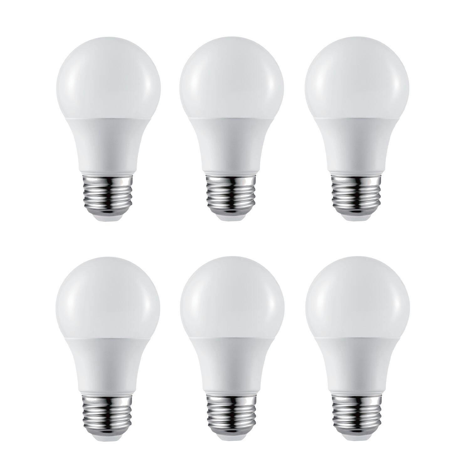 NOMA A19 E26 Base Household Non-Dimmable LED Light Bulbs, 5000K, 800 Lumens, Daylight, 60W, 6-pk