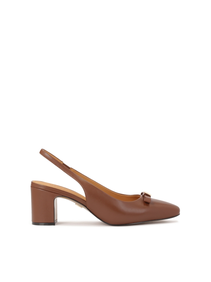 Brown pumps with open heel