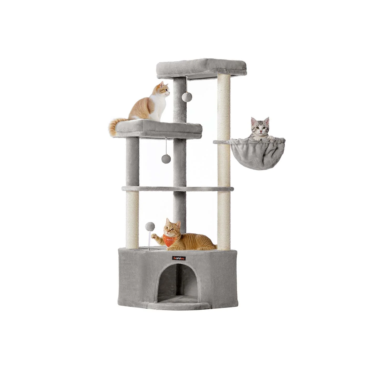 Arbre à chat avec niche hamac plateformes et jouets amusants