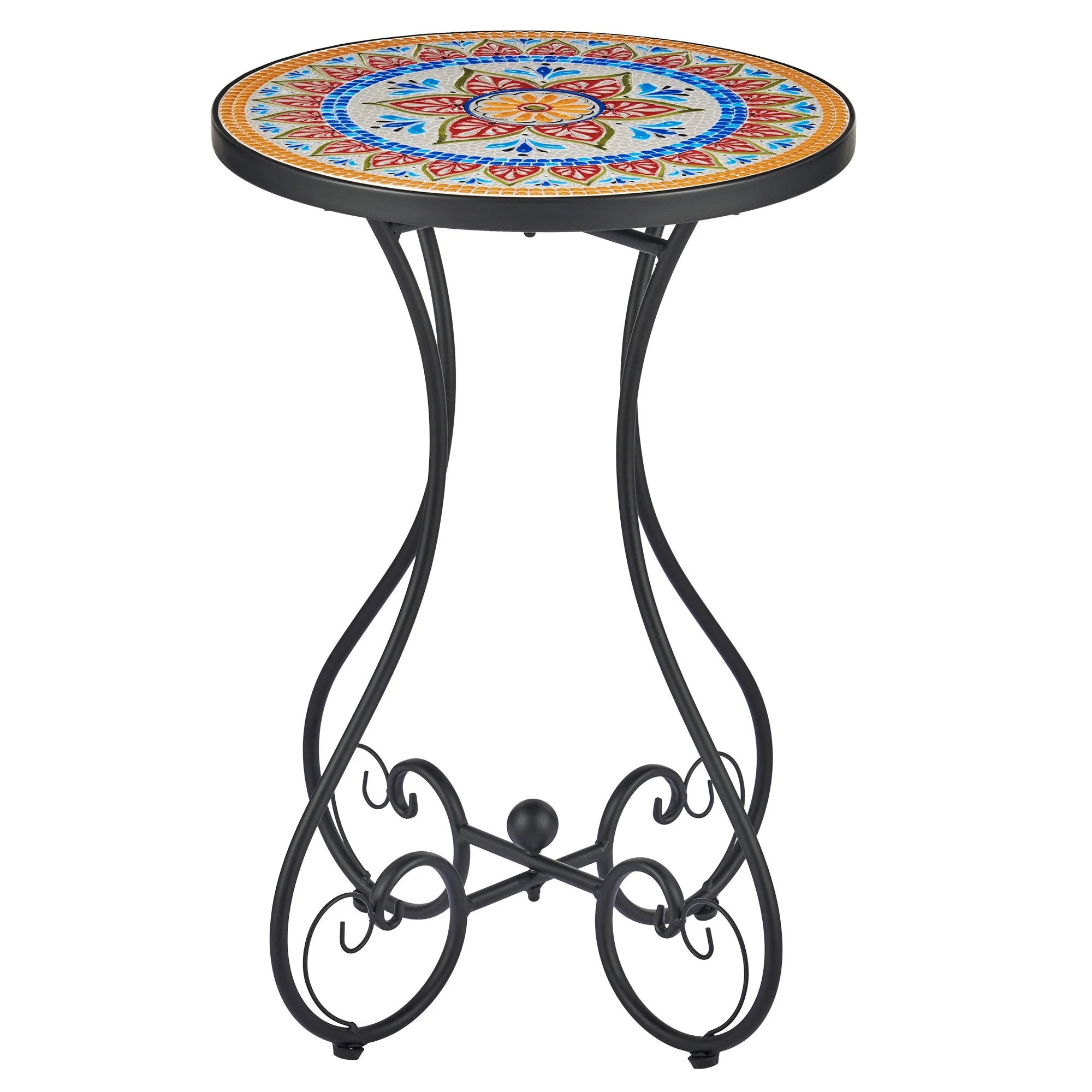 CO-Z Outdoor Patio Mosaic Ceramic Tile Side Table and Plant Stand