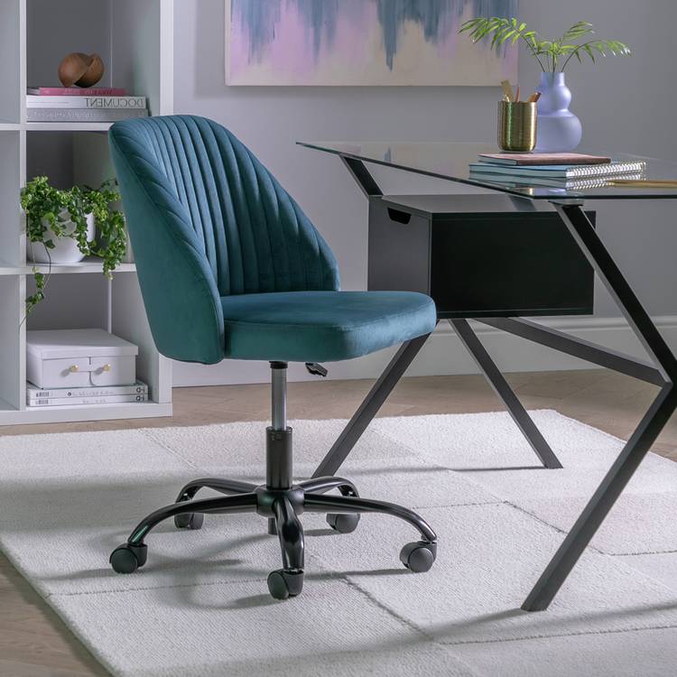 Habitat Nori Velvet Office Chair - Blue
