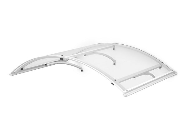 ARCTOM Auvent Leos 158x90, couleur blanc RAL9016, plaque incolore PMMA