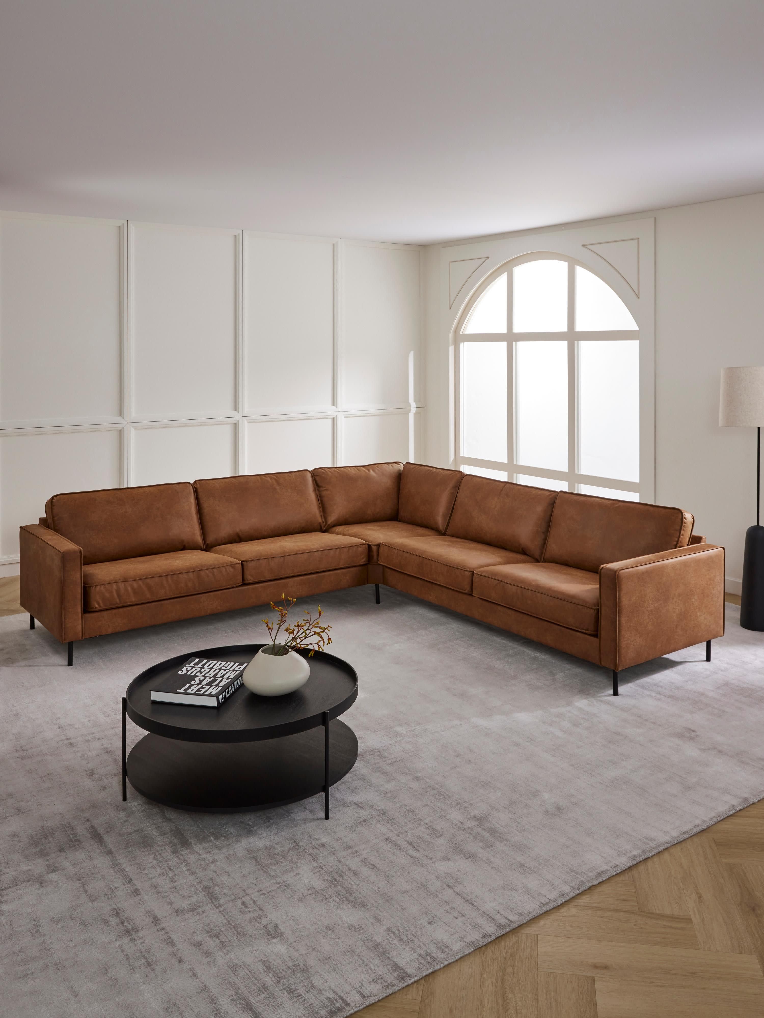XL-Wohnlandschaft Hunter aus recyceltem Leder