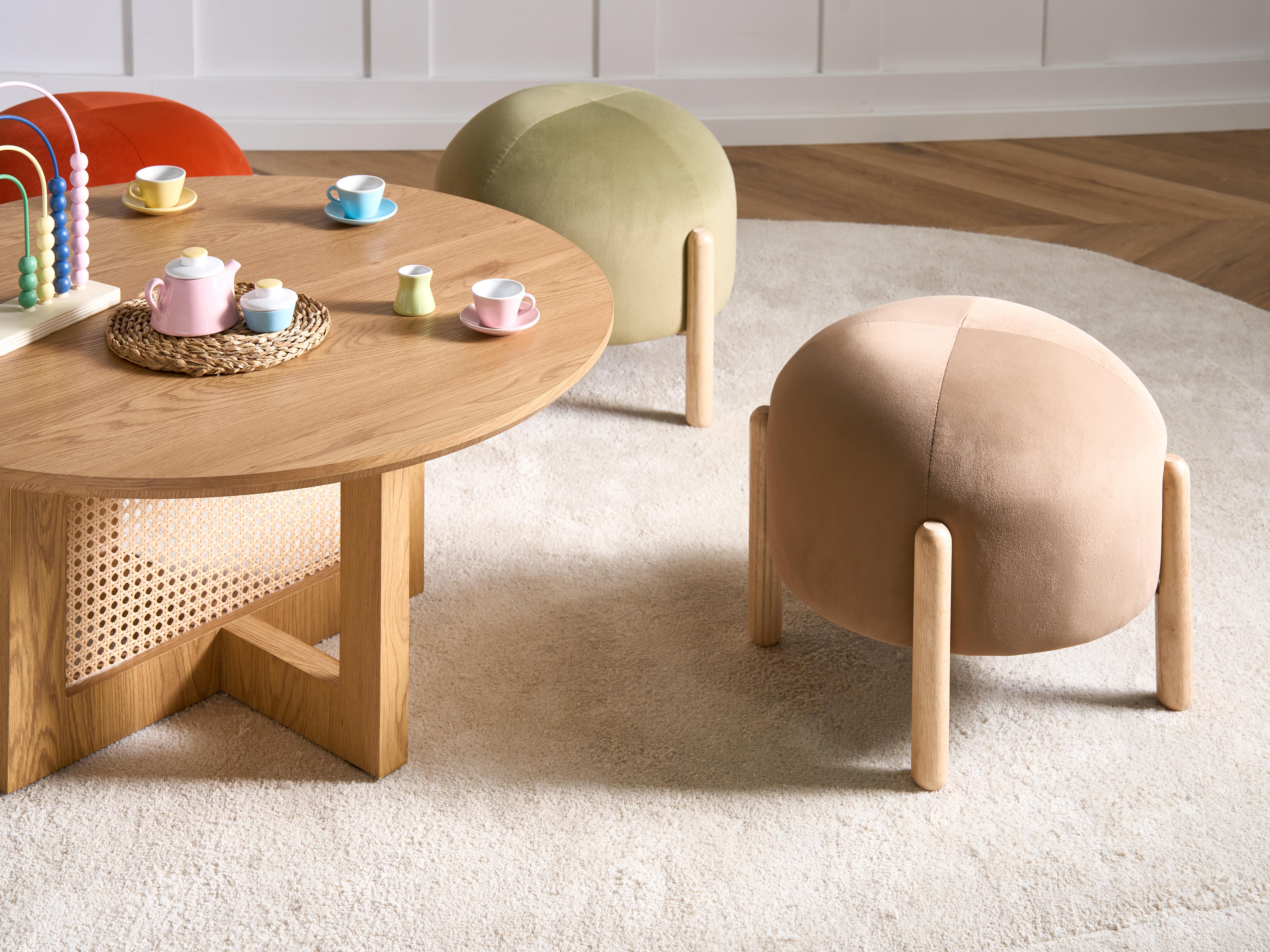 Footstool HELEN Velvet Light Brown