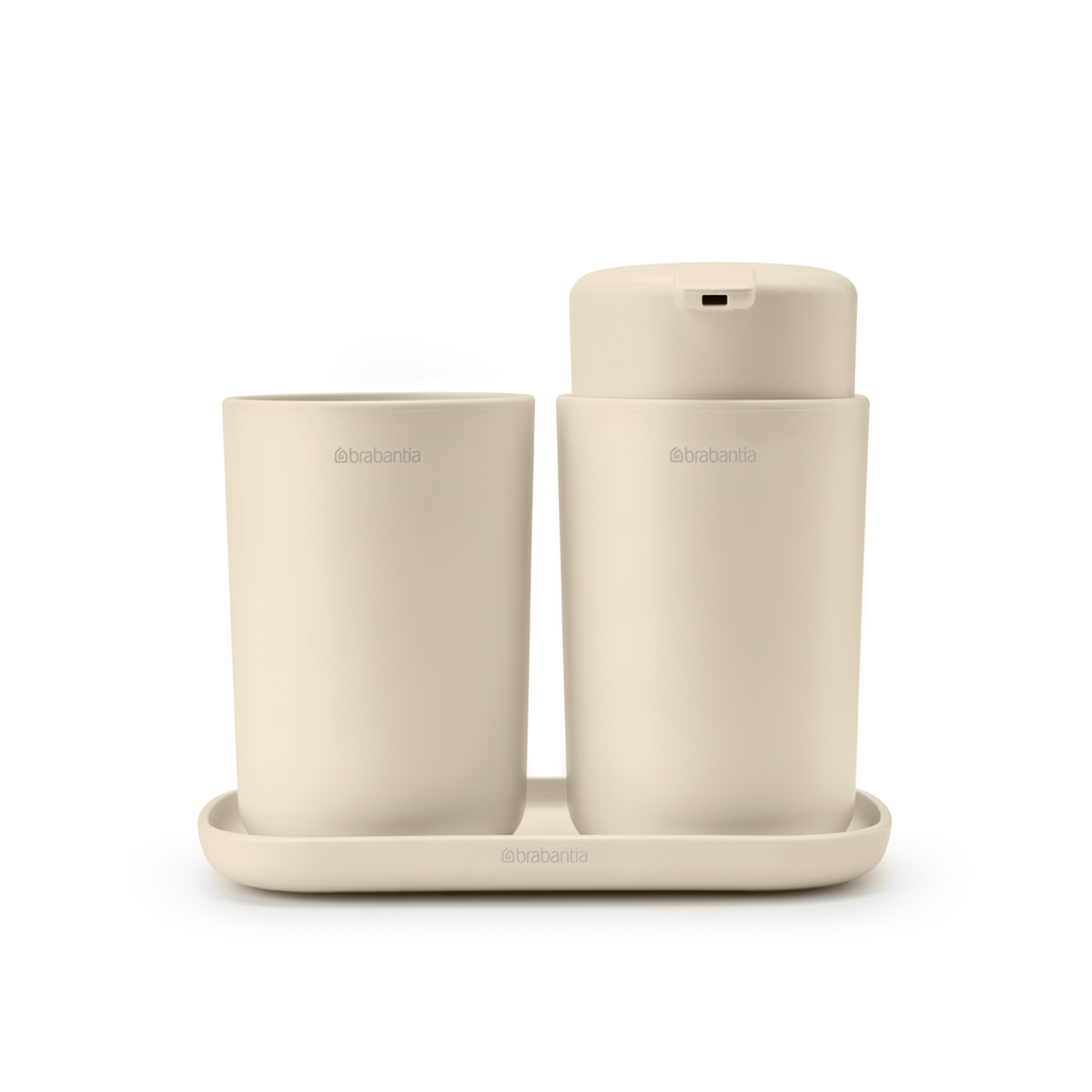 Brabantia ReNew Badkameraccessoire-set, zeepdispenser, tandenborstelhouder en schaal - Soft Beige