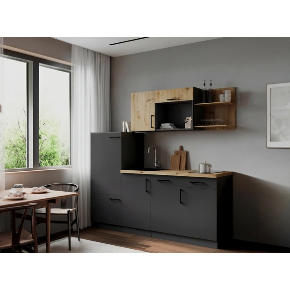 Küchenzeile, »Oliver«, LxBxH: 205x60x200 cm, grau matt