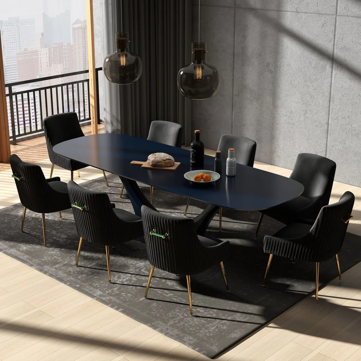 SEYNAR Modern Glam Velvet Dining Chair Set of 8 for Dining Room, Tufted Vanity Chair for Living Room (no table)