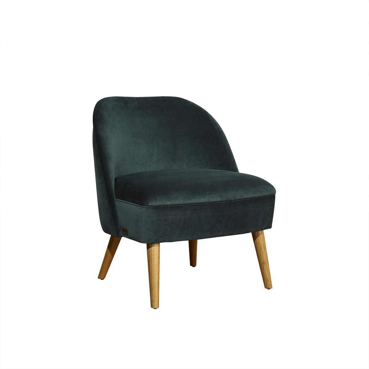 MIA - Fauteuil crapaud en velours bleu paon