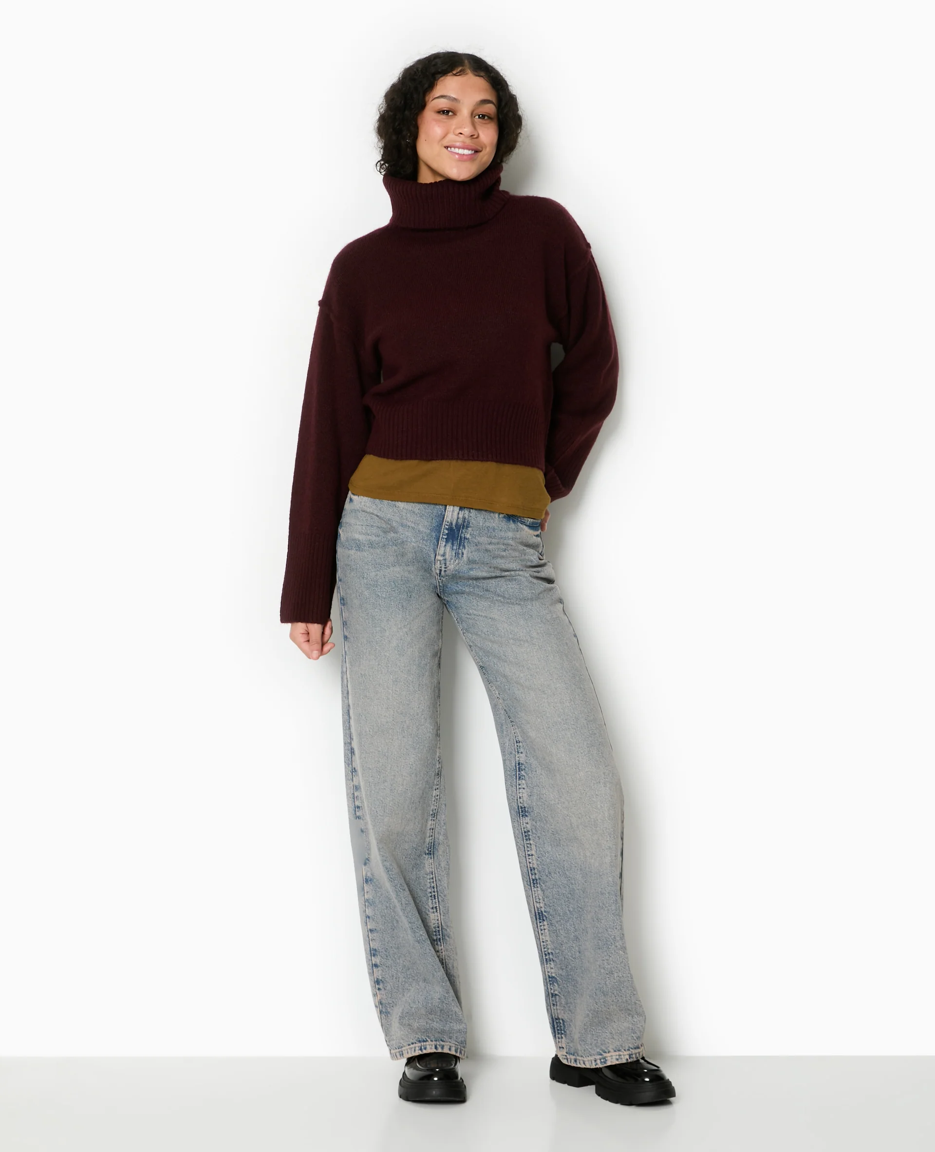 Pull col boule avec manches larges