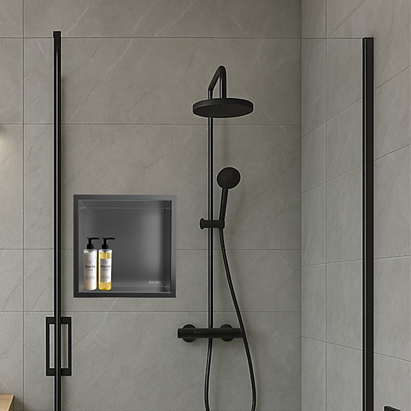 Balneo Niche murale WALL-BOX ONE 30cm Acier inoxydable Gun Metal graphite
