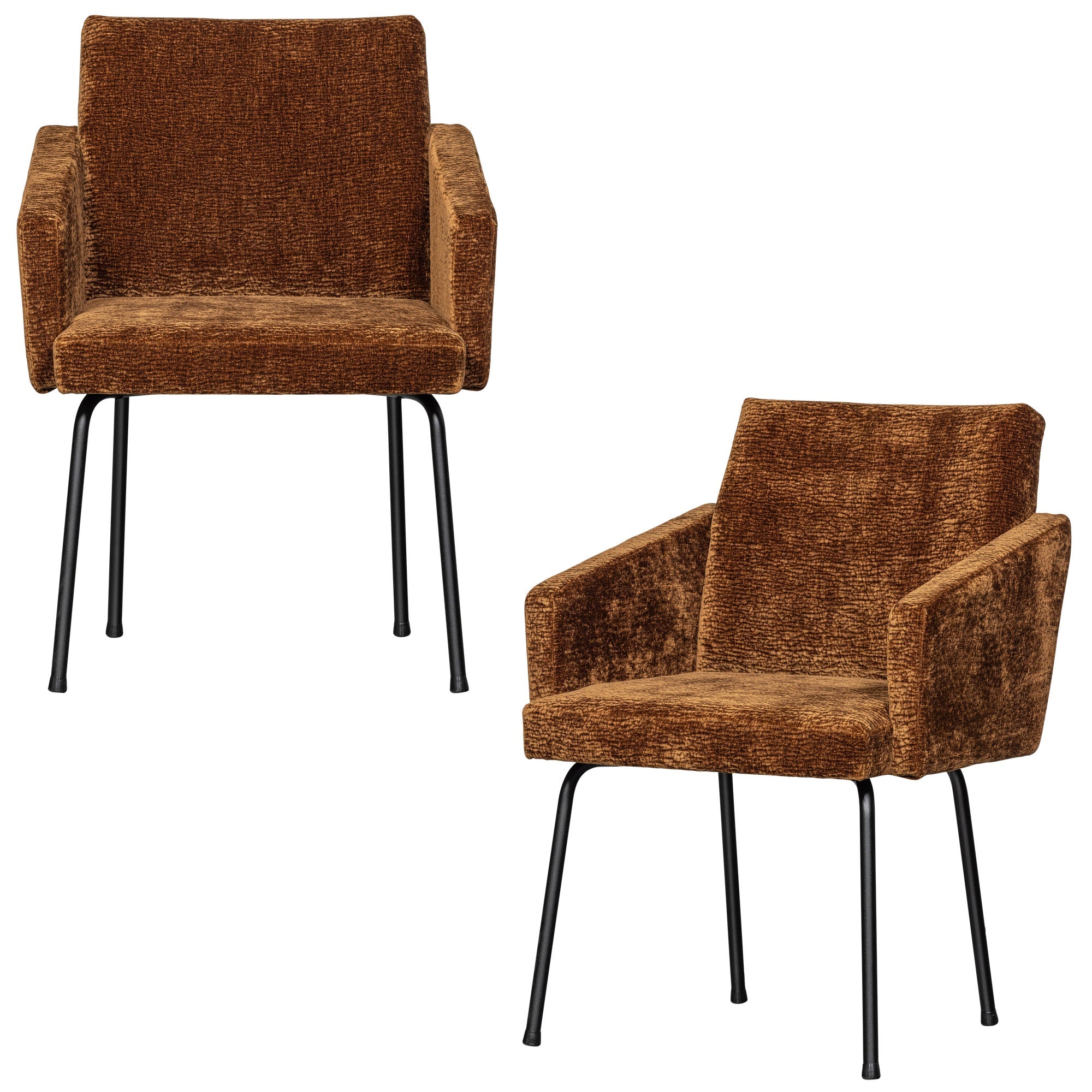 WOOOD eetkamerstoelen Mount - Polyester - Licht Bruin - Set van 2